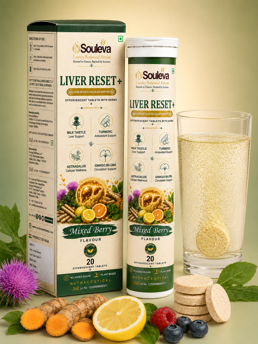 Souleva Liver Reset+ Effervescent Tablets for Liver Detox & Cellular Support