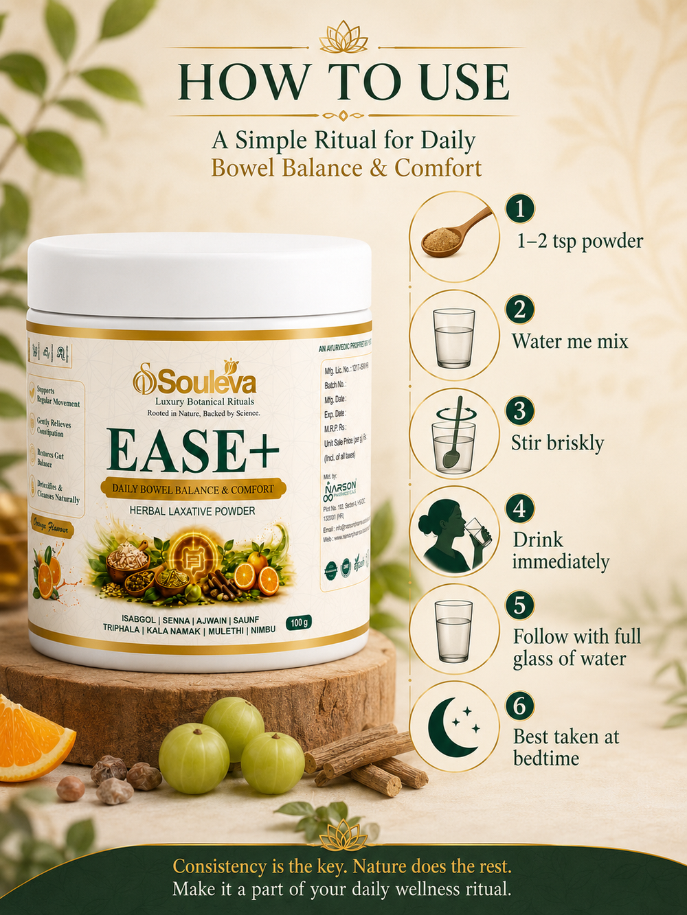 EASE+ Herbal Laxative Powder for Daily Bowel Balance